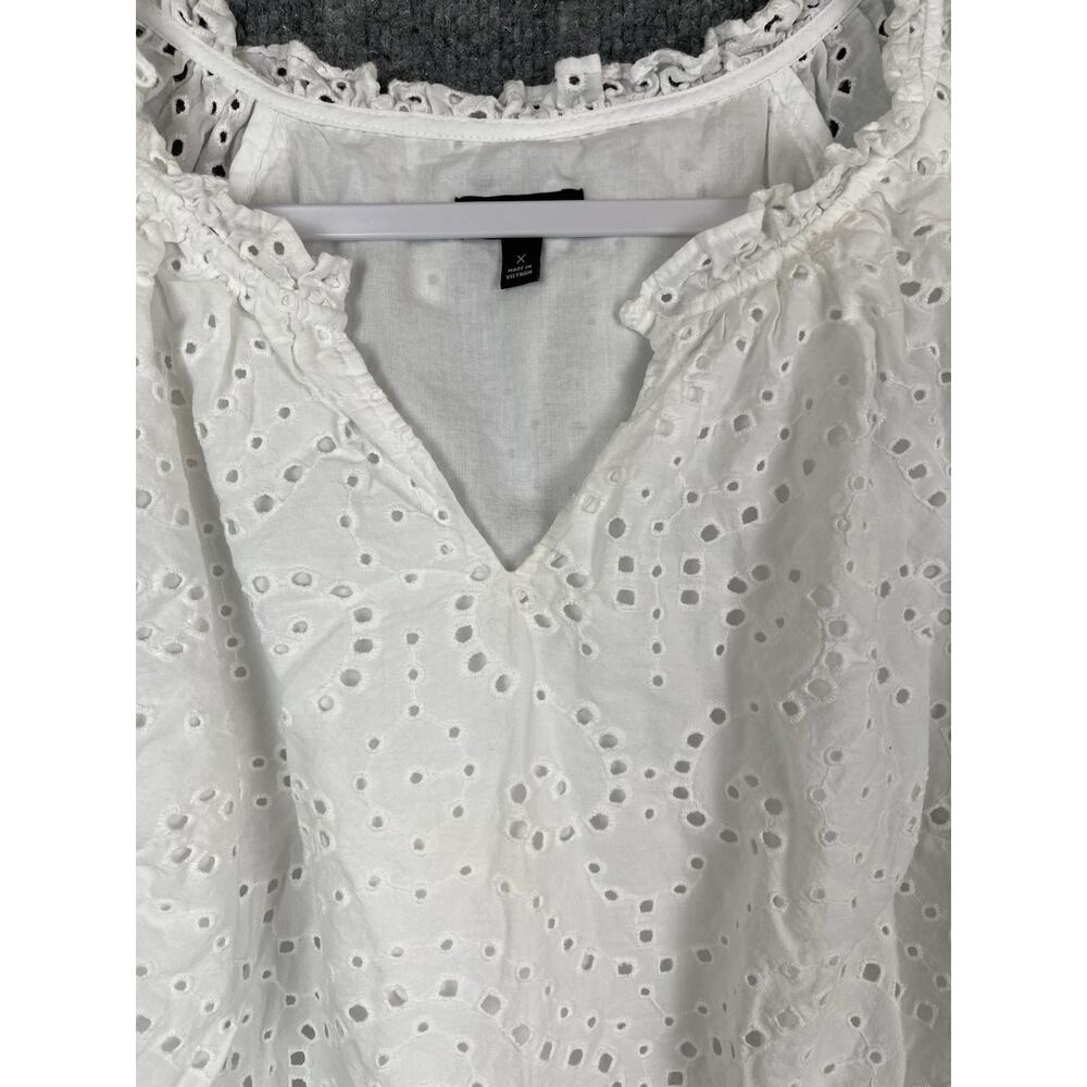 Talbots Top (Plus X) White Ilet V-Neck Short Sleeve Summer Vacation - Picture 7 of 10